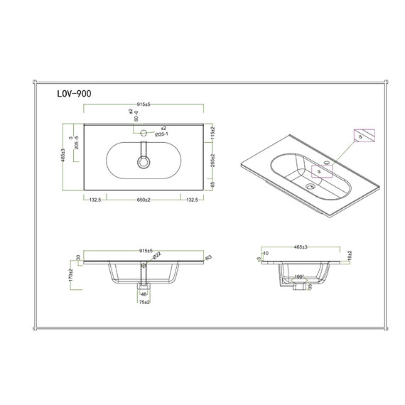Тумба подвесная с раковиной-столешницей BelBagno 90 см ETNA-900-2C-SO-GSO (раковина LOV-900-LVB) тёмно-серый матовый - фото 3