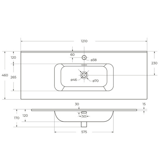 Тумба подвесная с раковиной-столешницей Cezares 120 см ECO-CER-N-1200-2C-SO-GAO-P (раковина CZR-8095-120) серо-голубой матовый - фото 4