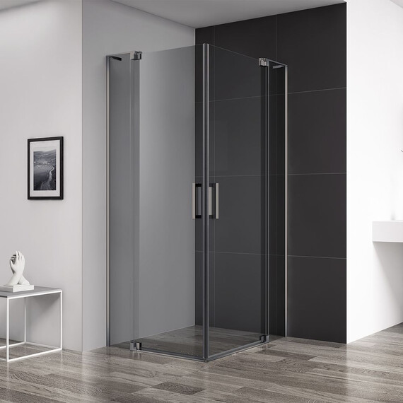 Душевое ограждение Cezares (70-80)x(70-80) см SLIDER-A-2-70/80-GRIGIO-GM (стекло 8 мм) оружейная сталь/тонированное - фото 