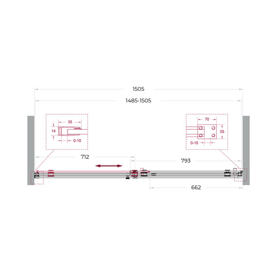 Душевая дверь BelBagno 150 см SOFT_CLOSE-2-BF-1-150-C-GM, оружейная сталь/прозрачное - фото 12