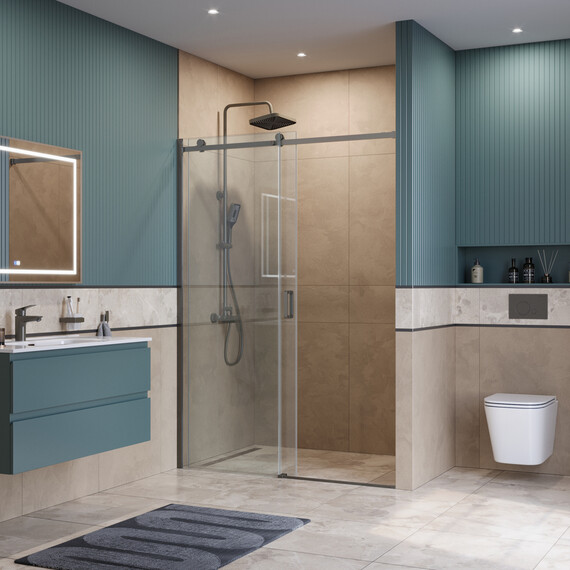 Душевая дверь BelBagno 140 см SOFT_CLOSE-2-BF-1-140-C-GM, оружейная сталь/прозрачное - фото 3