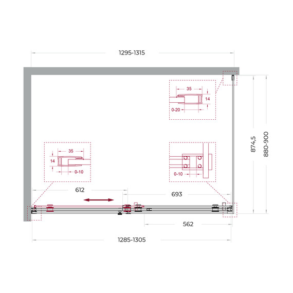 Душевое ограждение BelBagno 130x90 см SOFT_CLOSE-2-AH-1-130/90-C-GM, оружейная сталь/прозрачное - фото 12