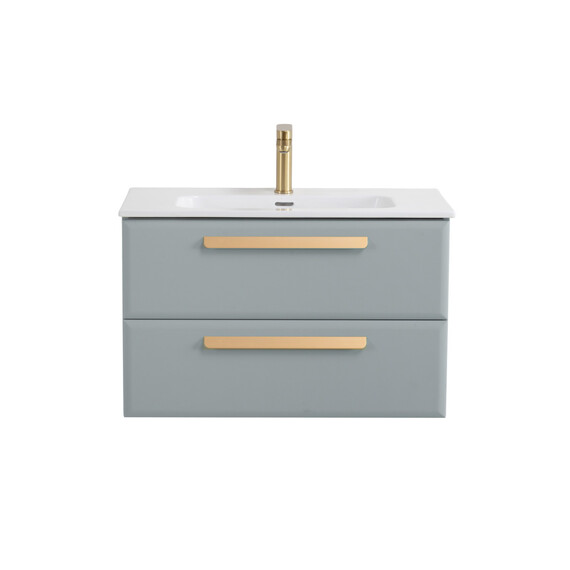 Тумба подвесная с раковиной Cezares 80 см ECO-CER-N-800-2C-SO-GAO-P (раковина CZR-8073-80) серо-голубой матовый - фото 