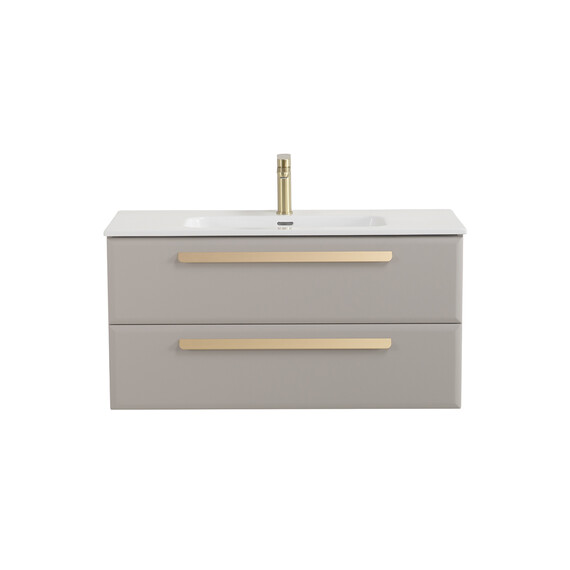 Тумба подвесная с раковиной-столешницей Cezares 100 см ECO-CER-N-1000-2C-SO-GCO-P (раковина CZR-8095-100) серо-бежевый матовый - фото 