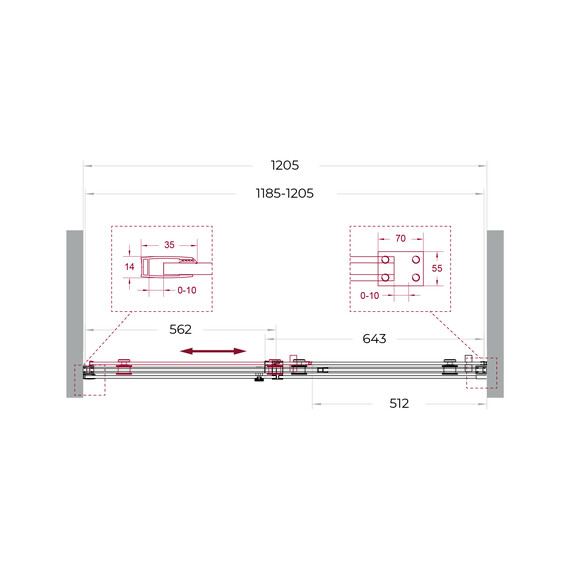 Душевая дверь BelBagno 120 см SOFT_CLOSE-2-BF-1-120-C-GM, оружейная сталь/прозрачное - фото 12