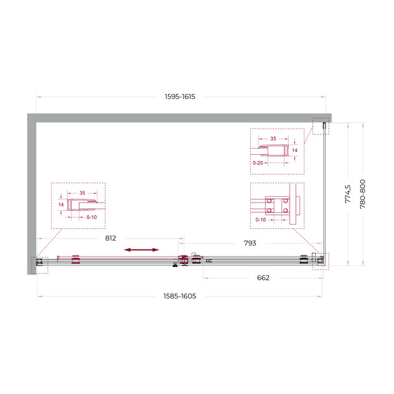 Душевое ограждение BelBagno 160x80 см SOFT_CLOSE-2-AH-1-160/80-C-GM, оружейная сталь/прозрачное - фото 12
