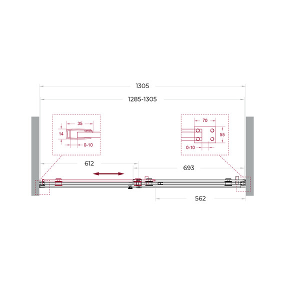 Душевая дверь BelBagno 130 см SOFT_CLOSE-2-BF-1-130-C-Cr, хром/прозрачное - фото 12