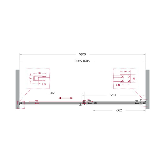 Душевая дверь BelBagno 160 см SOFT_CLOSE-2-BF-1-160-C-GM, оружейная сталь/прозрачное - фото 12