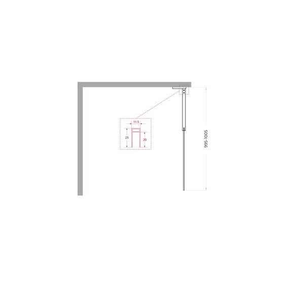 Душевая перегородка BelBagno 100 см UNO-L-1-TB-100-C-Cr, хром/прозрачное - фото 7