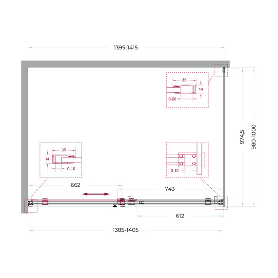 Душевое ограждение BelBagno 140x100 см SOFT_CLOSE-2-AH-1-140/100-C-GM, оружейная сталь/прозрачное - фото 12