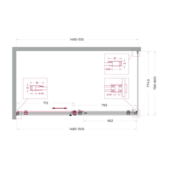 Душевое ограждение BelBagno 150x80 см SOFT_CLOSE-2-AH-1-150/80-C-GM, оружейная сталь/прозрачное - фото 12