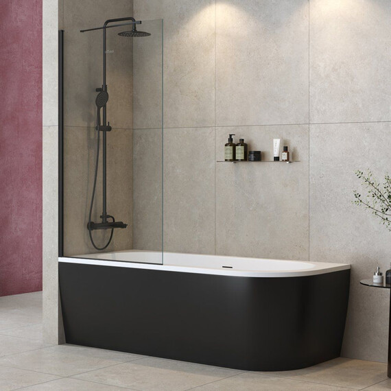 Шторка для ванны Cezares 90 см LIBERTA-V-1-TB-90/155-C-NERO (стекло 8 мм) чёрный матовый/прозрачное - фото 