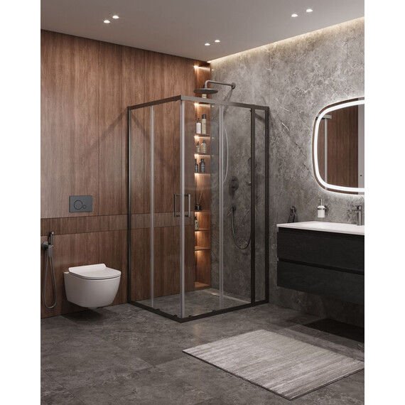 Душевое ограждение Cezares 110x90 см MOLVENO-AH-21-90+20-C-GM-IV, оружейная сталь/прозрачное - фото 