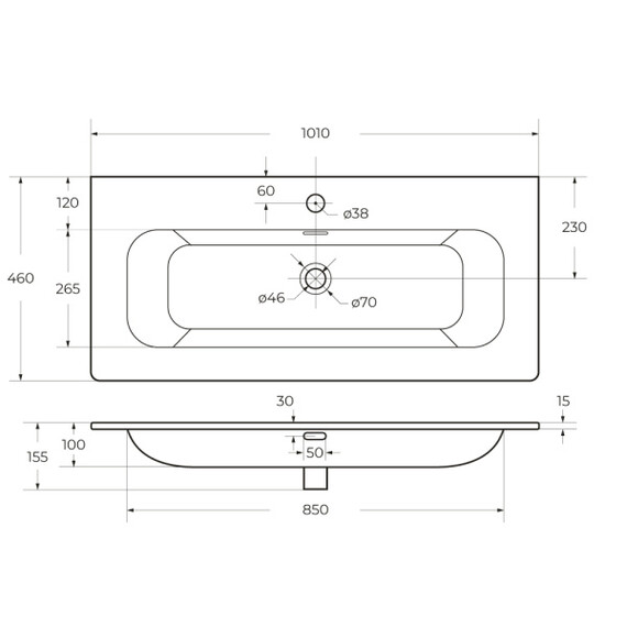 Тумба подвесная с раковиной Cezares 100 см ECO-CER-N-1000-2C-SO-GAO-P (раковина CZR-8073-100) серо-голубой матовый - фото 4