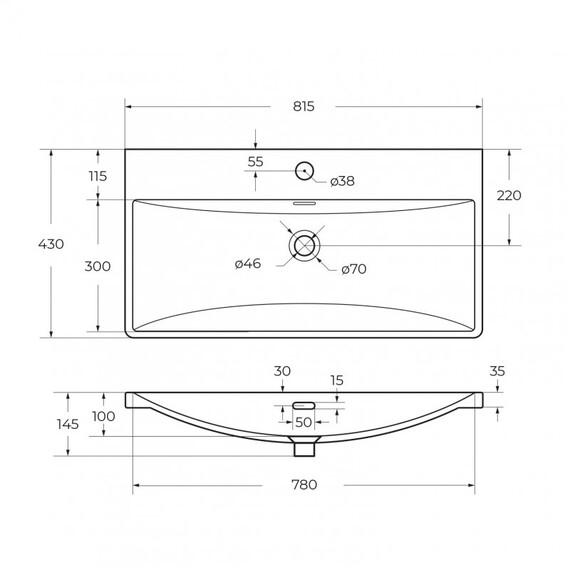 Тумба подвесная с раковиной BelBagno 80 см DUE-800-2C-SO-SAT-P, сатин - фото 4