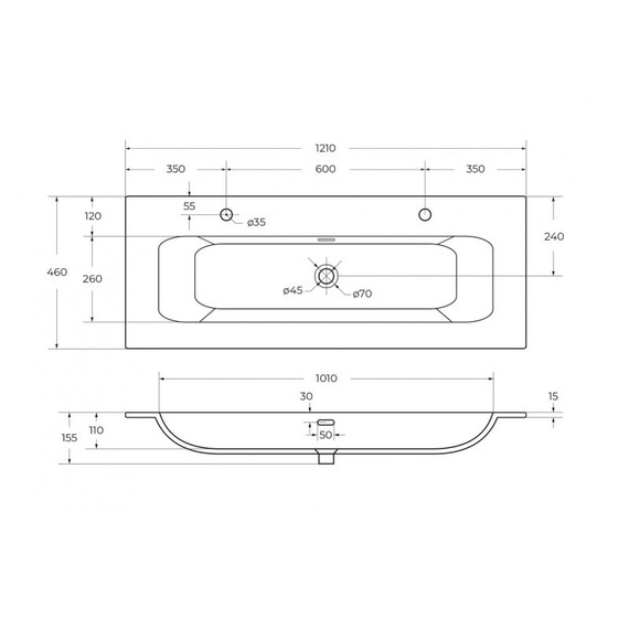 Тумба подвесная с раковиной Cezares 120 см ECO-CER-N-1200-2C-SO-GAO-P (раковина CZR-8073-120-1-2) серо-голубой матовый - фото 4