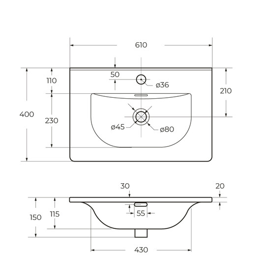 Тумба подвесная с раковиной BelBagno 60 см UNO-MINI-600-2C-SO-СO, бежевый матовый - фото 4