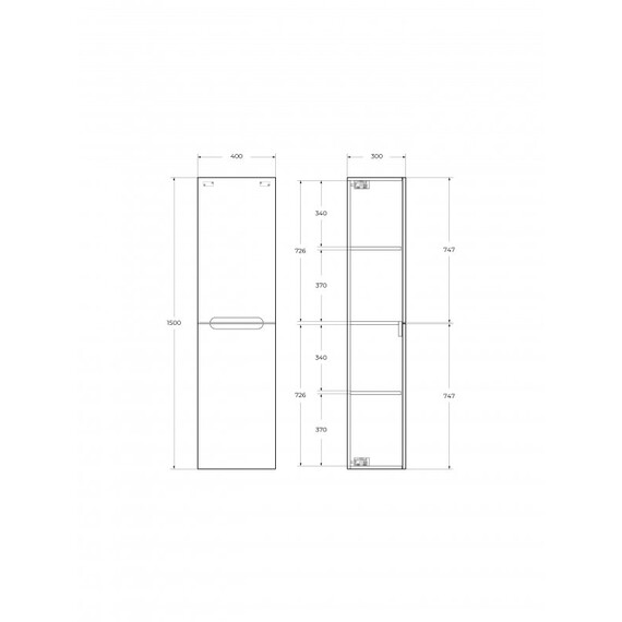 Пенал подвесной BelBagno 40 см ETNA-1500-2A-SC-VO, еловый матовый - фото 2