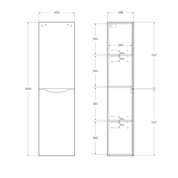 Пенал подвесной BelBagno 40 см FLY-MARINO-1500-2A-SC-NL-P-L, Nero Lucido - фото 2