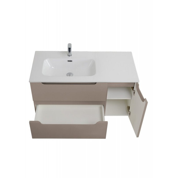 Тумба подвесная с раковиной-столешницей BelBagno 100 см ETNA-1000-2C-1A-SO-CO-L, бежевый матовый - фото 3