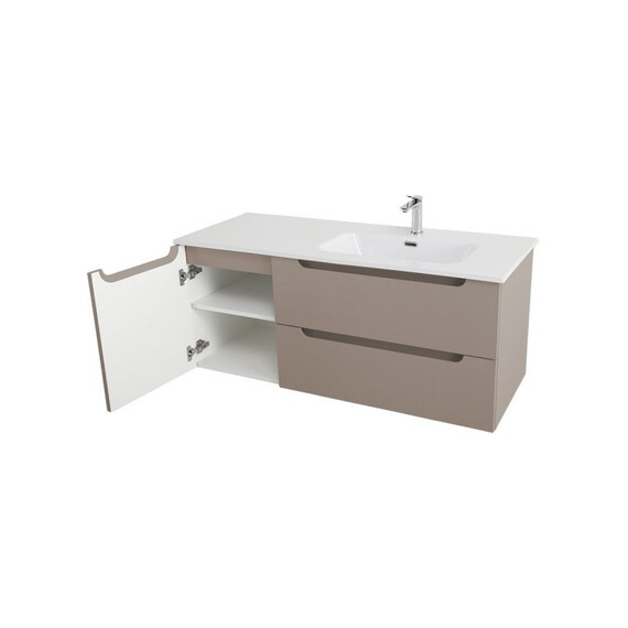 Тумба подвесная с раковиной-столешницей BelBagno 120 см ETNA-1200-2C-1A-SO-CO-R, бежевый матовый - фото 4