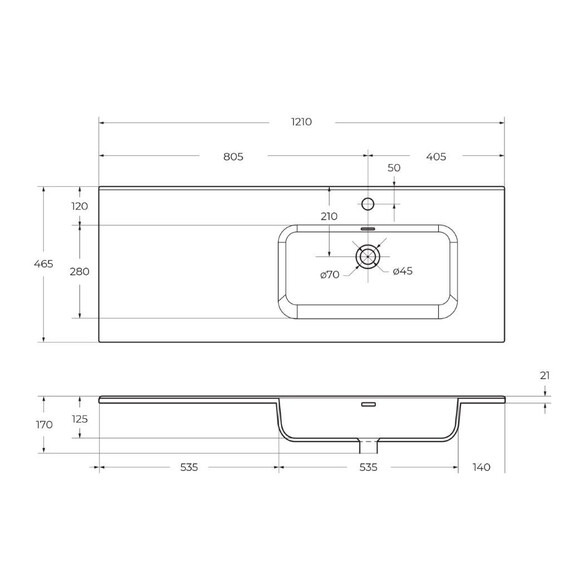 Тумба подвесная с раковиной-столешницей BelBagno 120 см ETNA-1200-2C-1A-SO-VO-R, еловый матовый - фото 5