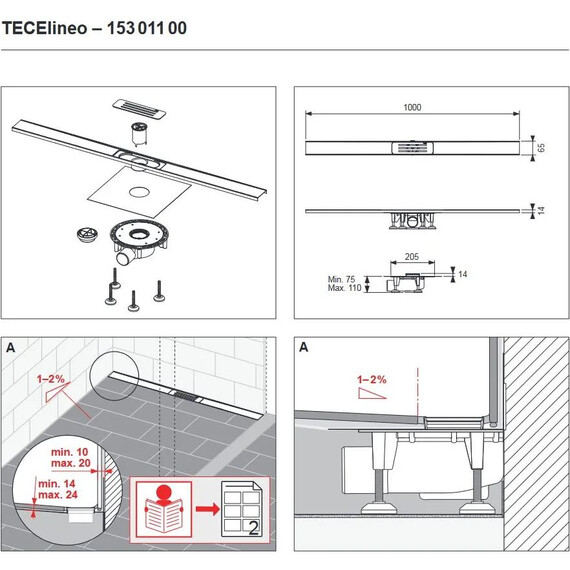 Трап TECE Lineo 100 см 15301100 обрезной - фото 7