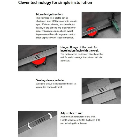 Трап TECE Lineo 100 см 15301100 обрезной - фото 8