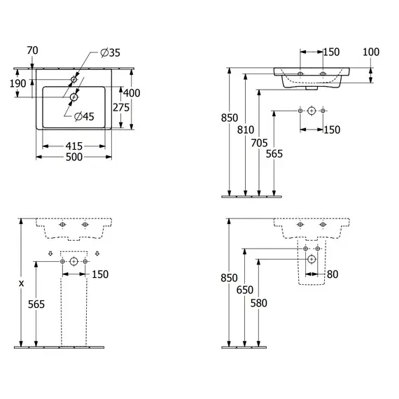 Раковина подвесная Villeroy&Boch Subway 3.0 50 см 43705001 - фото 8