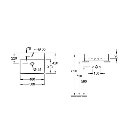 Раковина подвесная Villeroy & Boch Memento 2.0 50 см 4A075001 - фото 10