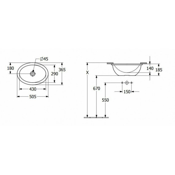 Раковина врезная под столешницу Villeroy&Boch Loop & Friends 43 см 4A530001 - фото 4
