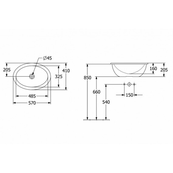 Раковина врезная на столешницу Villeroy&Boch Loop & Friends 57 см 4A620001 - фото 5