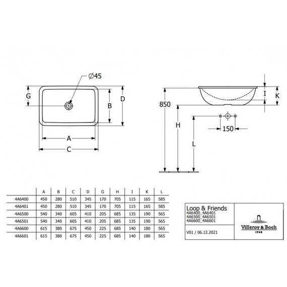 Раковина врезная на столешницу Villeroy&Boch Loop & Friends 60 см 4A6500R1 (CeramicPlus) - фото 4