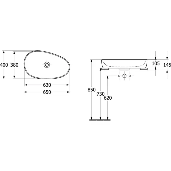 Раковина-чаша Villeroy&Boch Antao 65 см 4A7465AM (CeramicPlus) миндаль матовый - фото 8