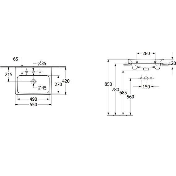 Раковина мебельная Villeroy&Boch Architectura 55 см 4A87MLR1 (CeramicPlus) - фото 8