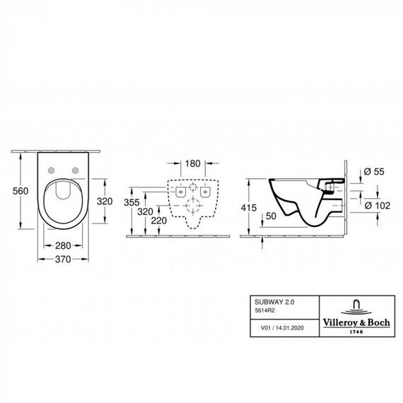 Унитаз подвесной безободковый Villeroy&Boch Subway 2.0 5614R2R1 (CeramicPlus) с крышкой микролифт - фото 15