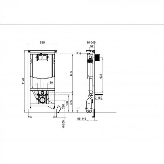 Инсталляция для унитаза Villeroy&Boch ViConnect 92242700 с белой клавишей смыва 92243068 - фото 5