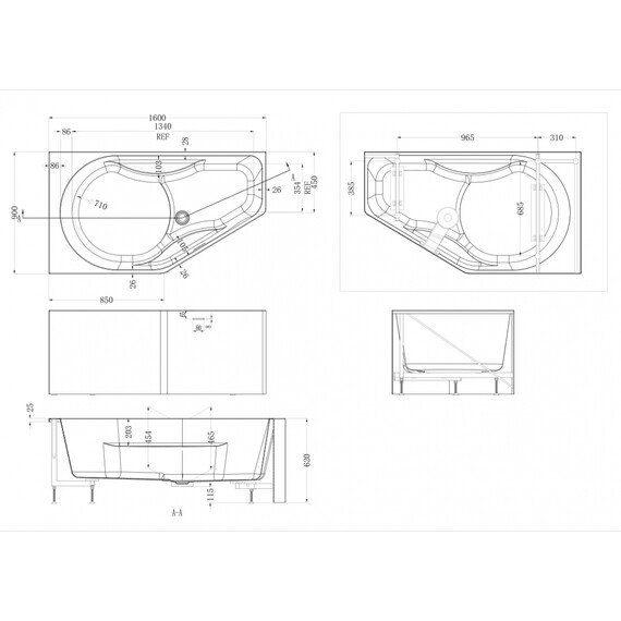 Ванна акриловая Abber 160x90 см AB9505 L - фото 9