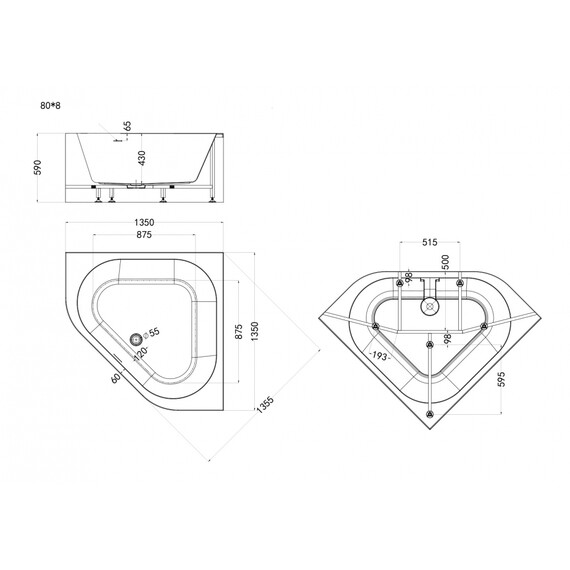 Ванна акриловая Abber 135x135 см AB9507-1.3 - фото 9