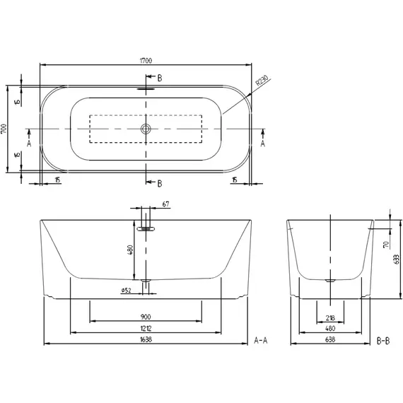 Ванна отдельностоящая Villeroy&Boch Finion 170х70 см UBQ177FIN7N100V101 - фото 8
