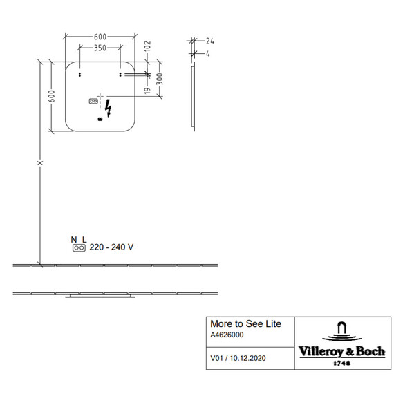 Зеркало Villeroy&Boch More to See Lite 60 см A4796000 - фото 3