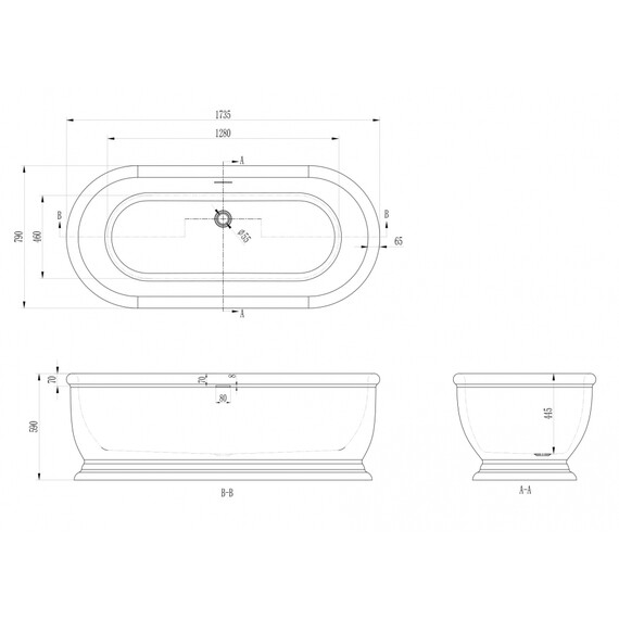 Ванна отдельностоящая Abber 170x80 см AB9515 - фото 10