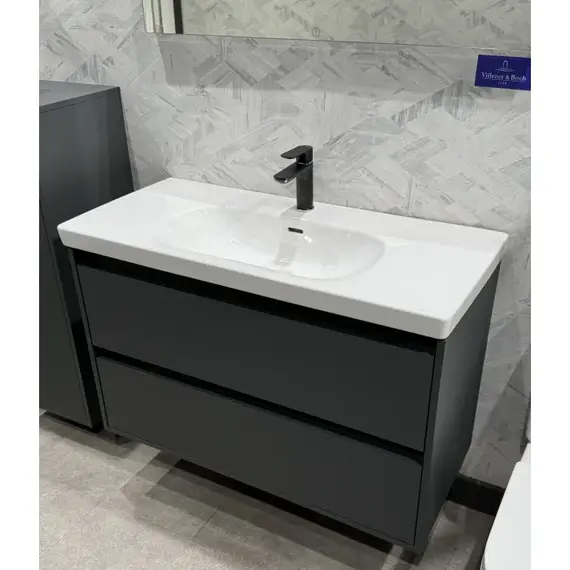 Тумба подвесная с раковиной-столешницей Villeroy&Boch Skyla 100 см C79900VR (раковина 5A51A501) графит - фото 7