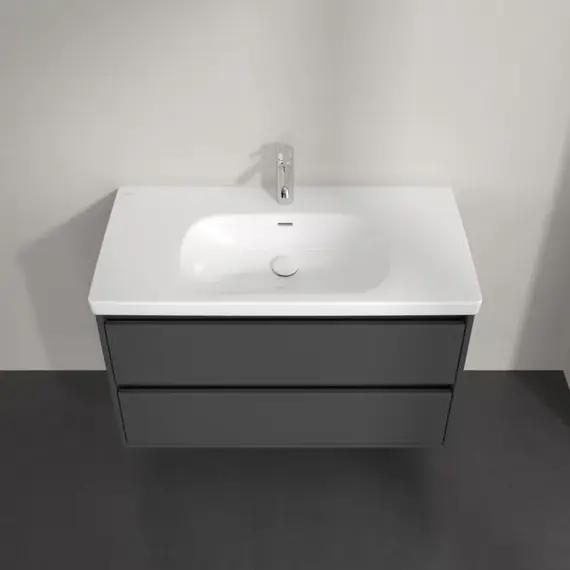 Тумба подвесная с раковиной-столешницей Villeroy&Boch Skyla 100 см C79900VR (раковина 5A51A501) графит - фото 8