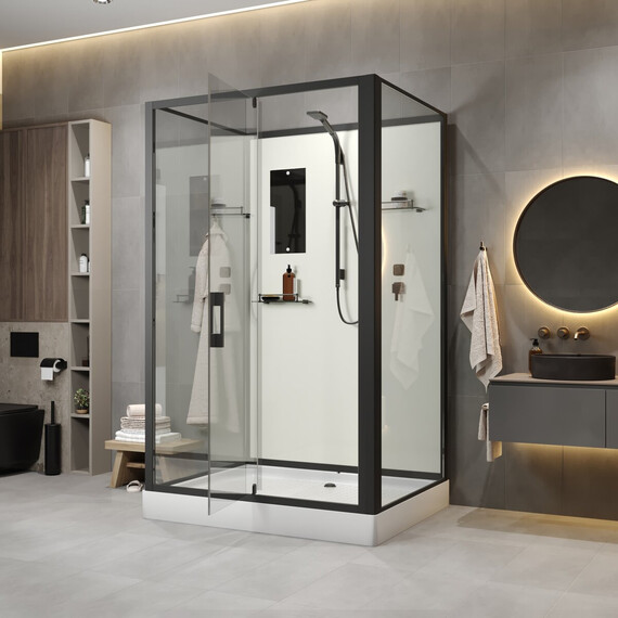 Душевая кабина Niagara Standart 100x80 см ST100/80/15Q/BL/BK (безсиликоновая сборка) чёрный/прозрачное - фото 6