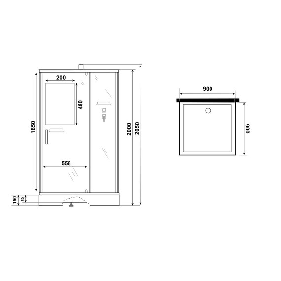 Душевая кабина Niagara Standart 90x90 см ST90/15Q/BL/BK (безсиликоновая сборка) чёрный/прозрачное - фото 11