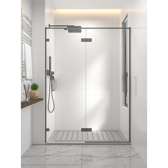Душевая дверь Veconi Premium Alassio 120 см AL-120-00-GR-C4, брашированный графит/прозрачное - фото 