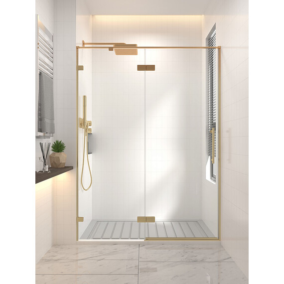 Душевая дверь Veconi Premium Alassio 150 см AL-150-00-G-C4, брашированное золото/прозрачное - фото 