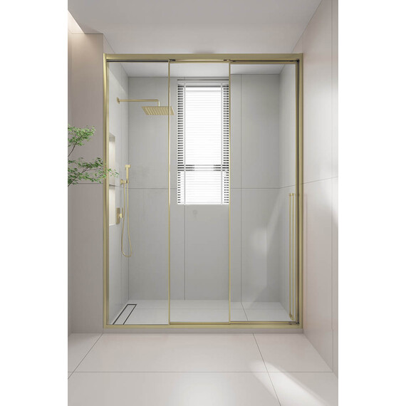 Душевая дверь Veconi Premium Prato 300 170 см PR3/L-170-01-G-C4, золото брашированный/прозрачное - фото 4