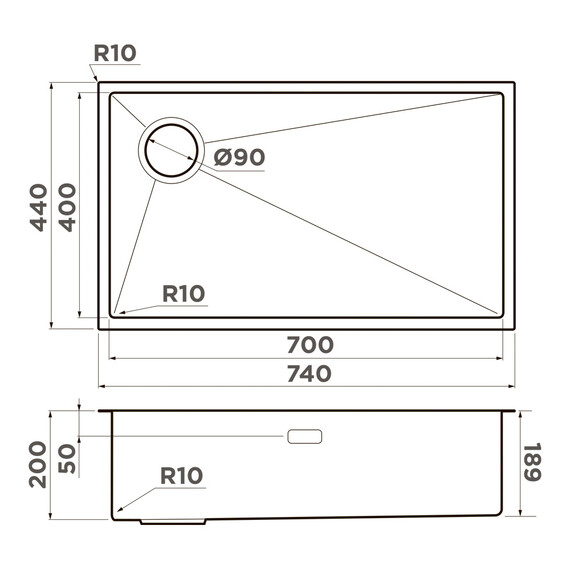 Кухонная мойка Omoikiri Taki 74-U/IF-L Side gb 1,2 мм 4997473, графит, Цвет производителя: графит - фото 10